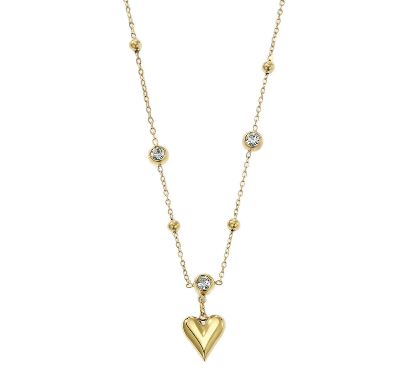 Stillness Heart Halo Stone Stainless Steel Locket Necklace for Women
