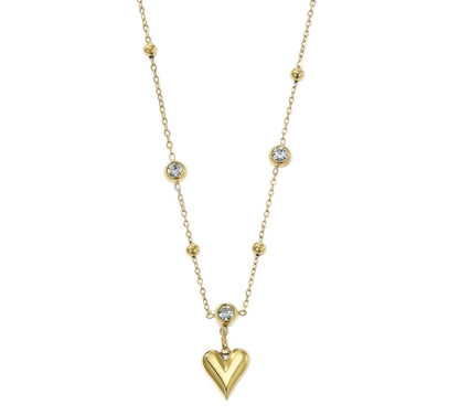 Stillness Heart Halo Stone Stainless Steel Locket Necklace for Women