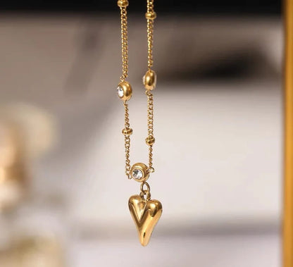 Stillness Heart Halo Stone Stainless Steel Locket Necklace for Women