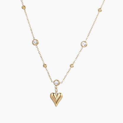 Stillness Heart Halo Stone Stainless Steel Locket Necklace for Women