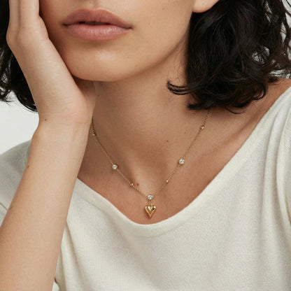 Stillness Heart Halo Stone Stainless Steel Locket Necklace for Women