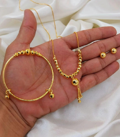 Stillness Luxe Gold Plated Jewelry Set  Necklace, Earrings & amp Bracelet for Women