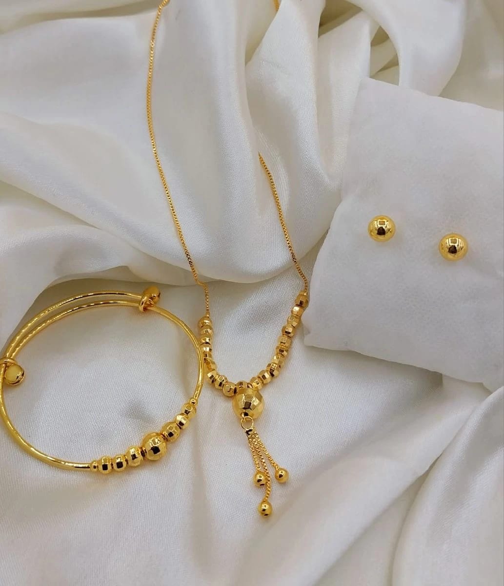 Stillness Luxe Gold Plated Jewelry Set  Necklace, Earrings & amp Bracelet for Women