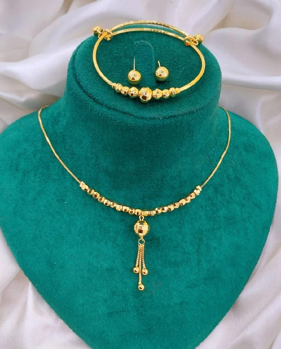 Stillness Luxe Gold Plated Jewelry Set  Necklace, Earrings & amp Bracelet for Women