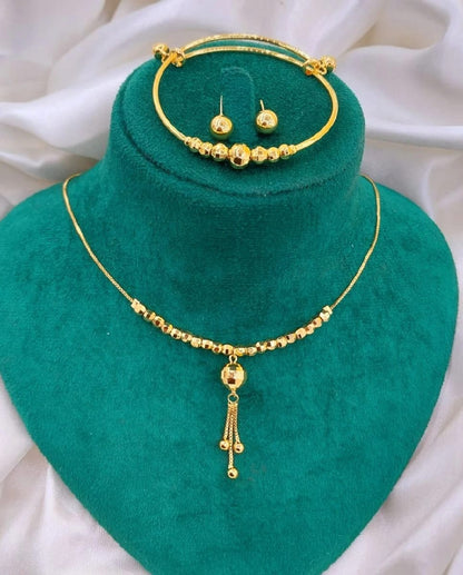 Stillness Luxe Gold Plated Jewelry Set  Necklace, Earrings & amp Bracelet for Women