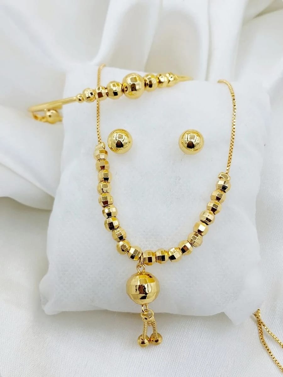 Stillness Luxe Gold Plated Jewelry Set  Necklace, Earrings & amp Bracelet for Women