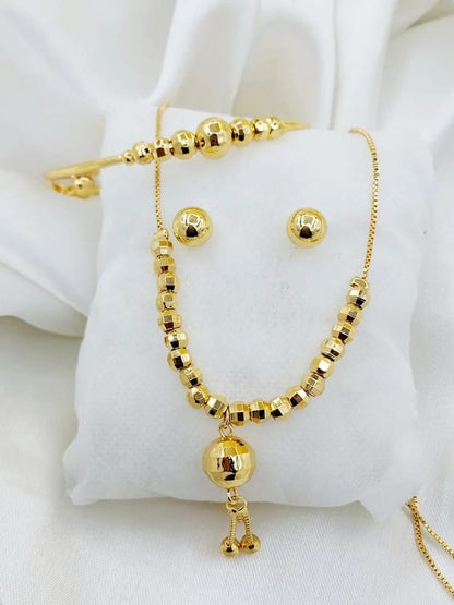 Stillness Luxe Gold Plated Jewelry Set  Necklace, Earrings & amp Bracelet for Women