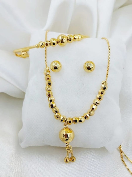 Stillness Luxe Gold Plated Jewelry Set  Necklace, Earrings & amp Bracelet for Women