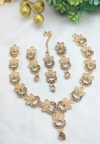 Elegant Kundan & amp  Zircon Necklace Set for Women