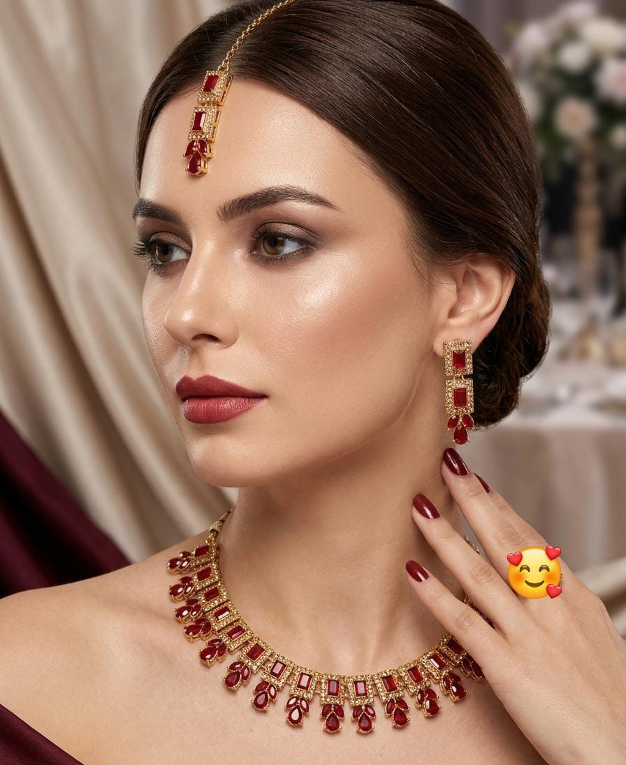 Elegant Zircon Necklace Set for Women  Premium Party Wear Collection