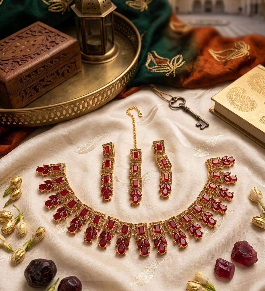 Elegant Zircon Necklace Set for Women  Premium Party Wear Collection