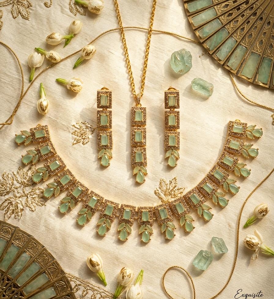 Elegant Zircon Necklace Set for Women  Premium Party Wear Collection