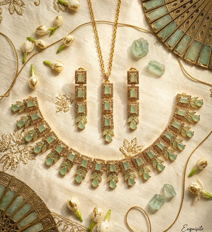 Elegant Zircon Necklace Set for Women  Premium Party Wear Collection