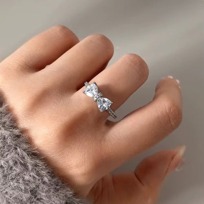 Celeste Butterfly Crystal Adjustable Ring for Women – Silver Collection
