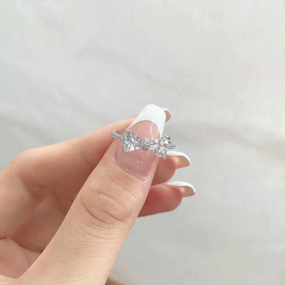 Celeste Butterfly Crystal Adjustable Ring for Women – Silver Collection