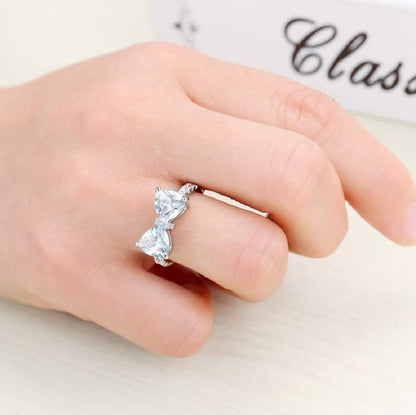 Celeste Butterfly Crystal Adjustable Ring for Women – Silver Collection