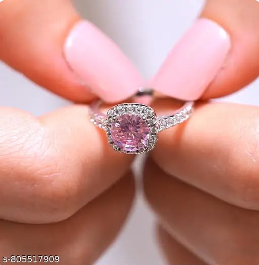Rosé Halo Crystal Ring for Women – Silver Collection