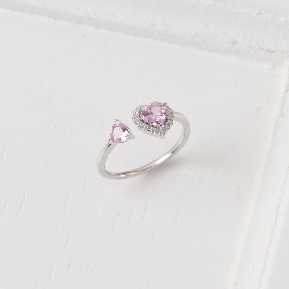 Blush Heart &amp; Bow Crystal Ring Set for Women – Dual Design Collection