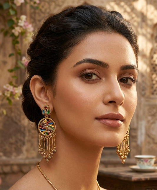 Heritage Multi Color Antique Polish Earrings for Women