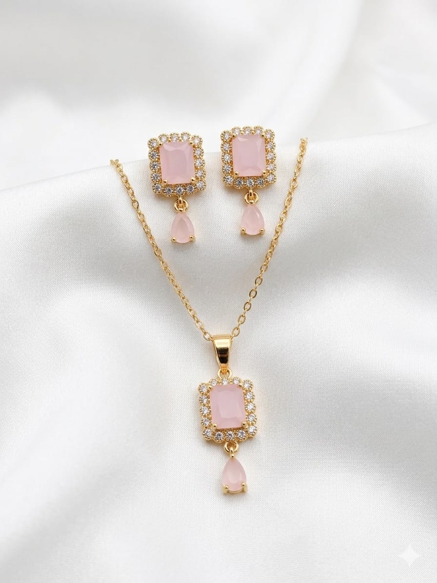 Radiant Zircon Locket Set for Women – Elegant Everyday Collection