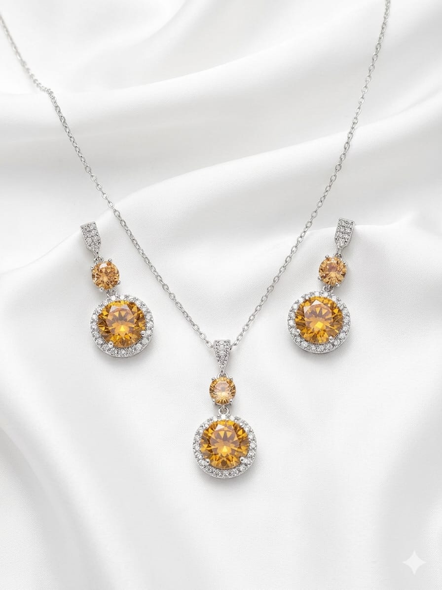 Luxe Zircon Locket Set for Women – Fancy Party Wear Collection