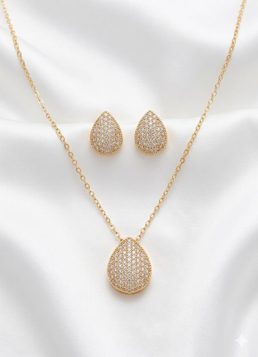 Sparkle Zircon Locket Set for Women – Elegant Daily Wear Collection