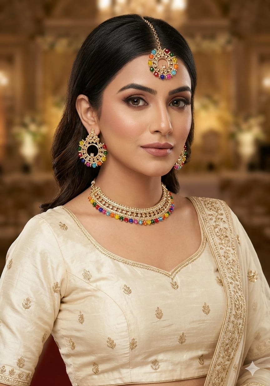 Man ju Choker Set with Tikka for Women – 6 Colors Available