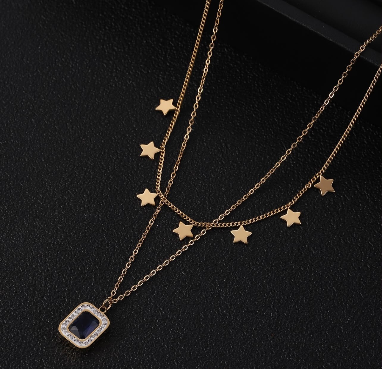 Celestial Double Layer Diamond Necklace for Women – Waterproof Stainless Steel