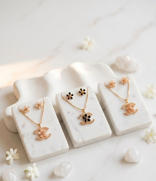 Crystal Glow Zircon Locket Set for Women – Elegant Party Wear Collection