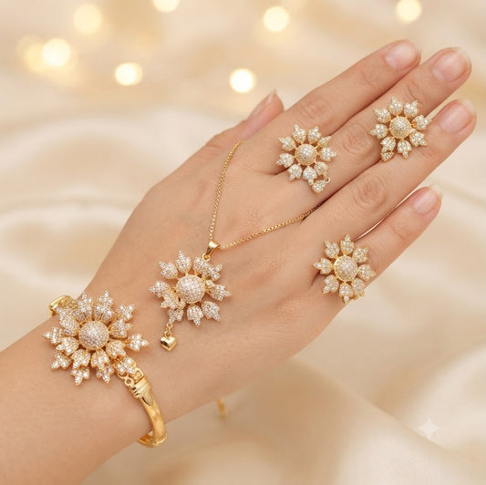 Luxury Gold Plated 4-Piece Combo Jewelry Set for Women