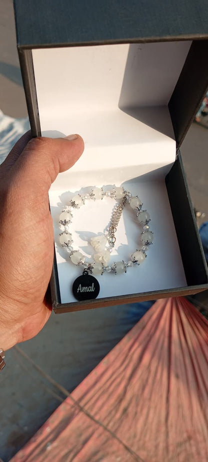 Personalized Marble Beads Name Bracelet for Women – Custom Gift Collection