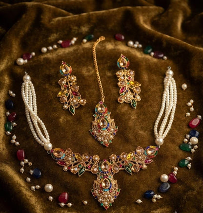 Royal Rajwadi Zircon Necklace Set for Women – Premium Bridal Collection
