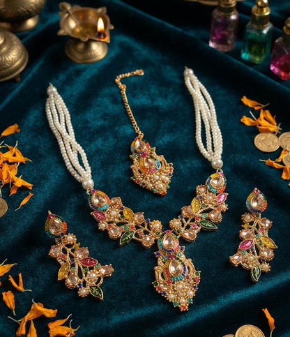 Royal Rajwadi Zircon Necklace Set for Women – Premium Bridal Collection