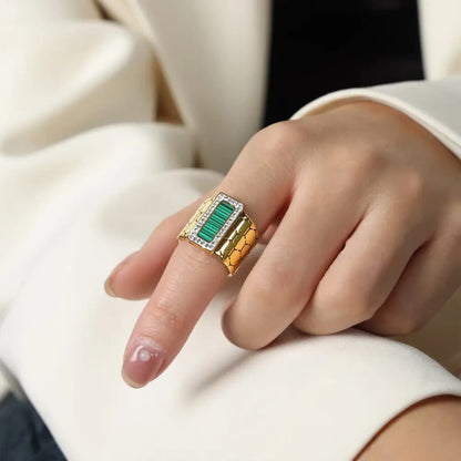 Aurora Color Stone Adjustable Ring for Women – 316L Stainless Steel Collection