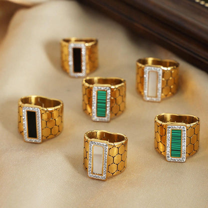 Aurora Color Stone Adjustable Ring for Women – 316L Stainless Steel Collection