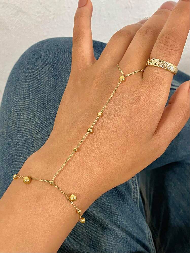 Luna Beaded Luxury Hand Chain for Women – 316L Stainless Steel Collection