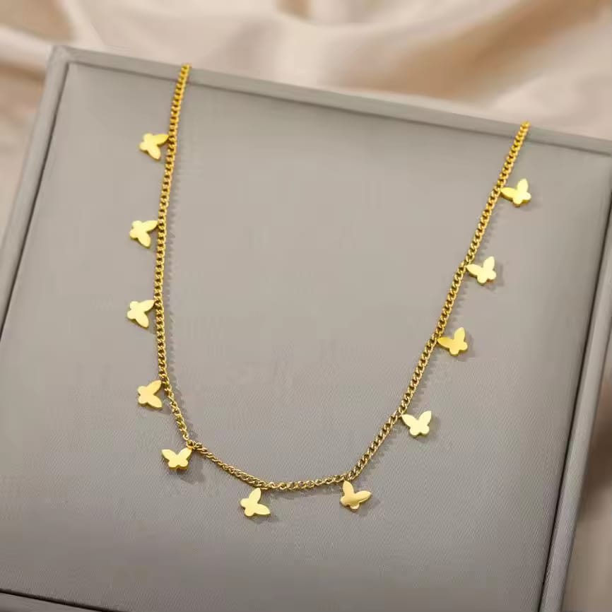 Golden Flutter Butterfly Necklace for Women