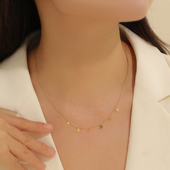 Golden Flutter Butterfly Necklace for Women