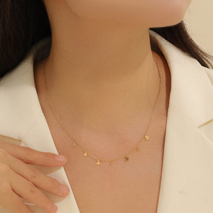Golden Flutter Butterfly Necklace for Women