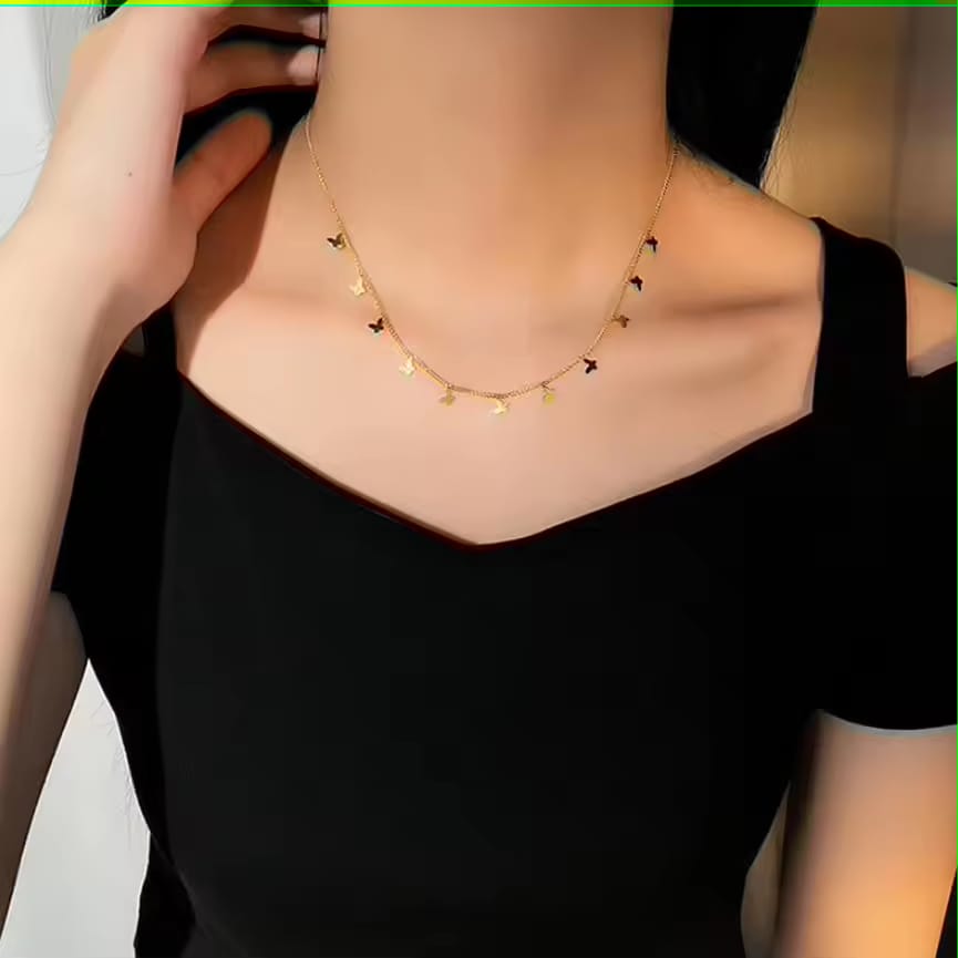 Golden Flutter Butterfly Necklace for Women