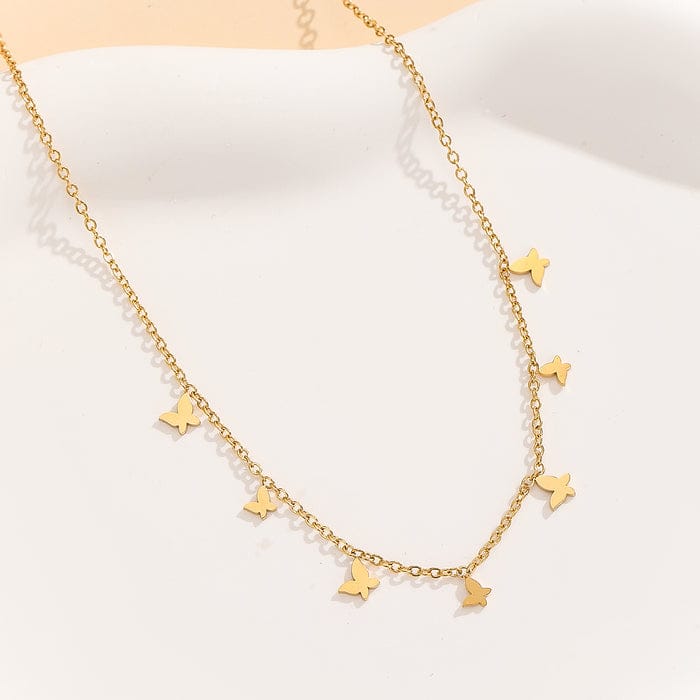 Golden Flutter Butterfly Necklace for Women