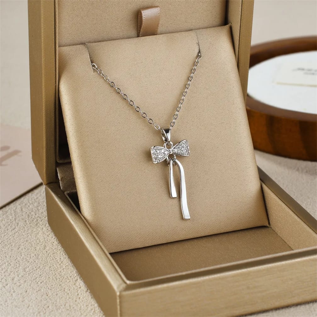 Golden Grace Ribbon Necklace for Women