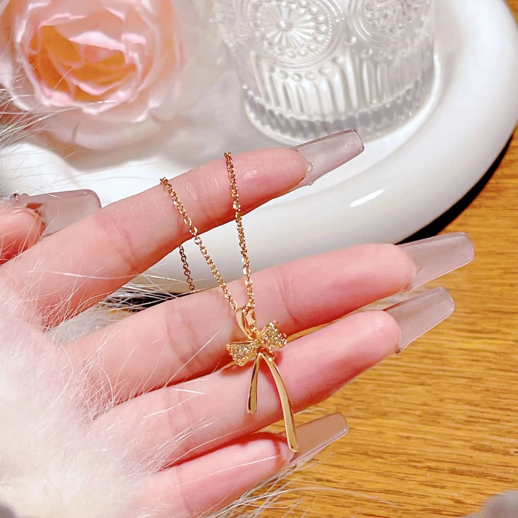 Golden Grace Ribbon Necklace for Women