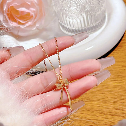 Golden Grace Ribbon Necklace for Women