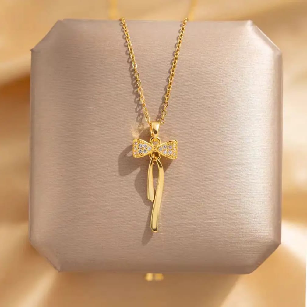 Golden Grace Ribbon Necklace for Women