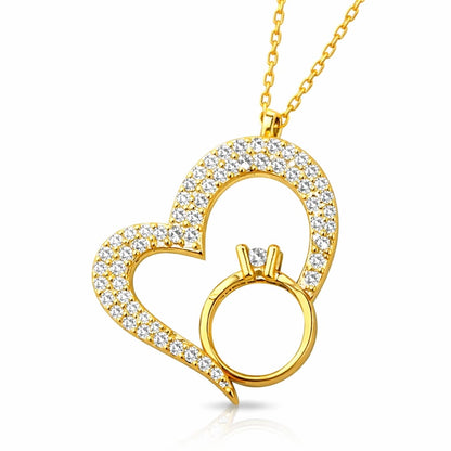 Interlocked Heart & Ring Crystal Necklace For Women