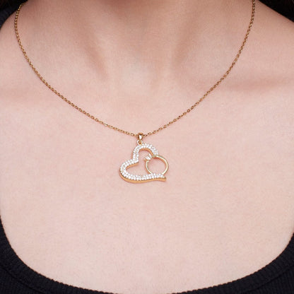 Interlocked Heart & Ring Crystal Necklace For Women