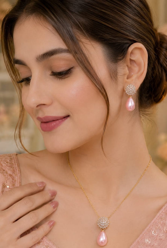 Ruby Radiance Pendant &amp; Earrings Set for Women