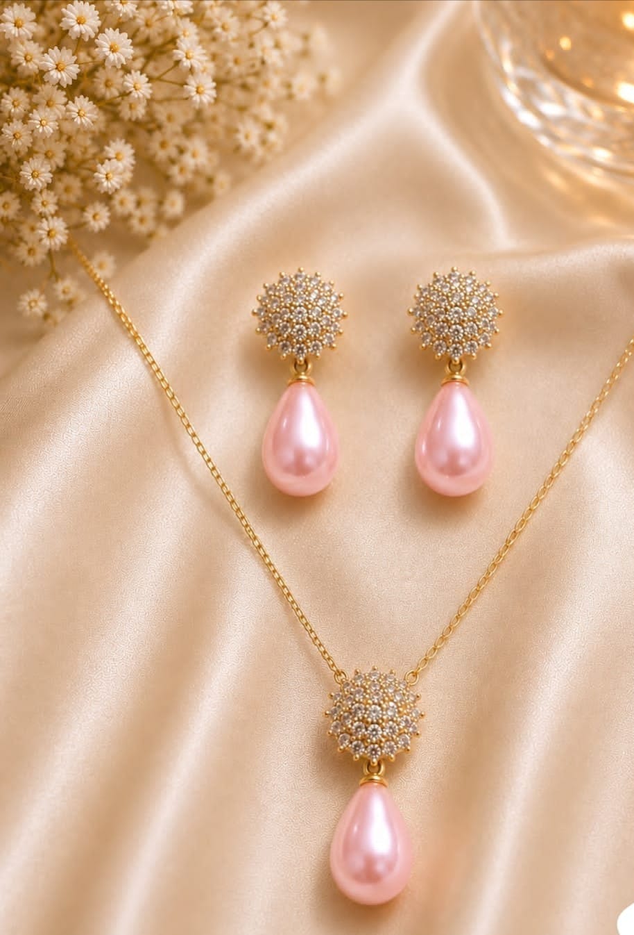 Ruby Radiance Pendant &amp; Earrings Set for Women