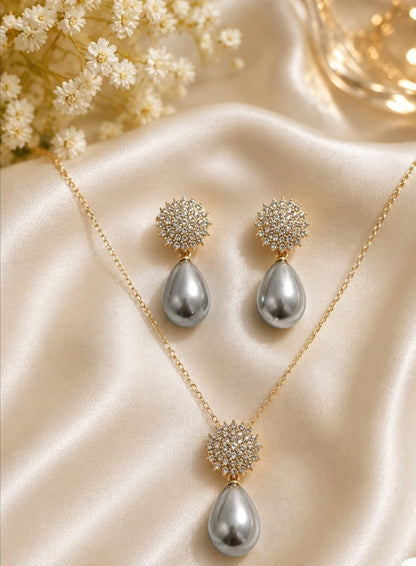 Ruby Radiance Pendant &amp; Earrings Set for Women
